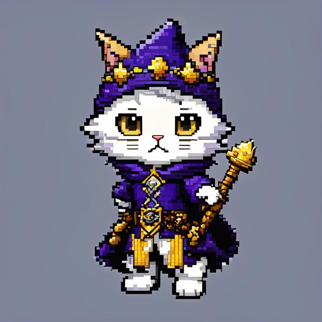 Another cat dressed as a wizard holding a wand